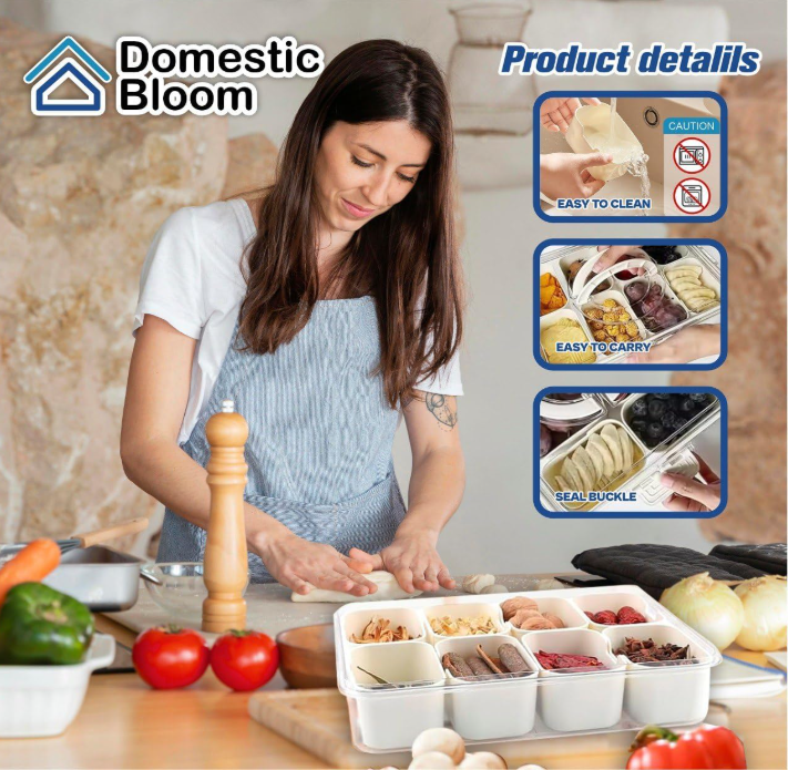 Snackle Box Container with Lid – 8 Compartments
