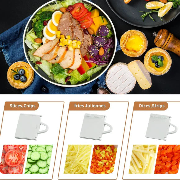 5-in-1 Vegetable Mandoline Slicer with Catcher – Stainless Steel Blades