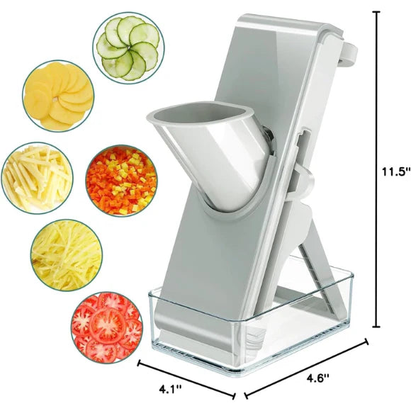 5-in-1 Vegetable Mandoline Slicer with Catcher – Stainless Steel Blades